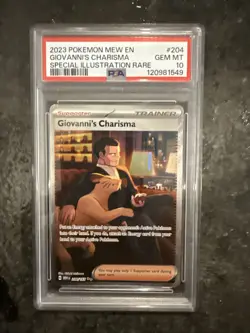 Pokemon 2023 Giovanni's Charisma Mew #204 Special Illustration Rare PSA 10 - Image 1