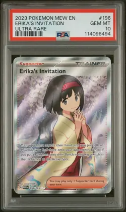 2023 POKEMON MEW EN-151 ULTRA RARE #196 ERIKA'S INVITATION PSA 10 - Image 1