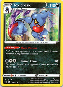 Pokemon - Toxicroak 124/202 - SWORD & SHIELD BASE SET - Holo RARE - NM/M - Image 1