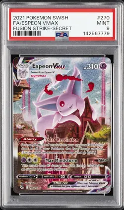 2021 POKEMON SWORD & SHIELD FUSION STRIKE SECRET #270 FULL ART/ESPEON VMAX PSA 9 - Image 1