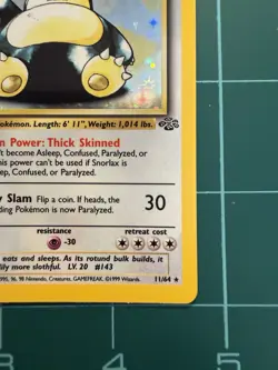 FIRST EDITION Snorlax HOLO 11/64 Pokemon Base Set - Image 5