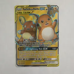 Pokemon TCG Raichu & Alolan Raichu GX 220/236 Sm-Unified Minds TAG TEAM Ultra R… - Image 1