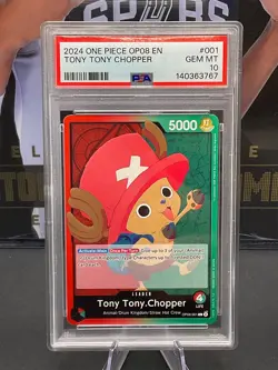 2024 One Piece English OP08-001 Tony Tony Chopper PSA 10 GEM MT - Image 1