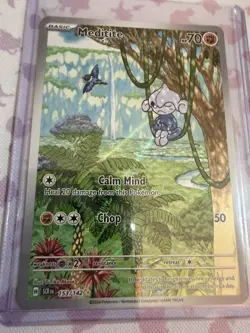 Pokemon Card Meditite 153/142 Stellar Crown Illustration Rare Near Mint - Image 1
