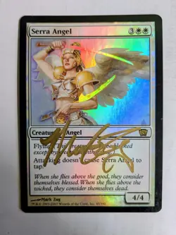 MTG EIGHTH EDITION FOIL RARE Serra Angel SIGNED IN GOLD BY MARK ZUG - Image 1