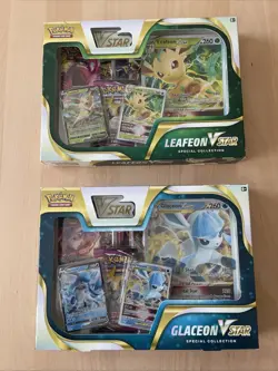 Pokemon TCG Glaceon & Leafeon VStar Special Collection - Packs in Description - Image 1