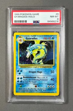 1999 Pokemon Base Set Gyarados HOLO Graded PSA 8; Card 6/102 - Image 1