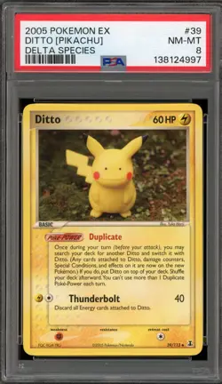 Pokemon Ditto [Pikachu] EX Delta Species #39 PSA 8 - Image 1