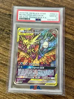 2019 POKEMON SM BLACK STAR PROMO FULL ART/MOLTRES & ZAPDOS & ARTICUNO GX PSA 10 - Image 1