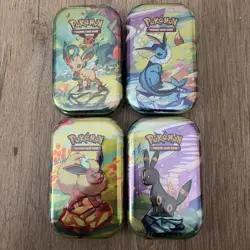 Pokemon Card 4x Scarlet & Violet Prismatic Evolutions Mini Tin SEALED - Image 1