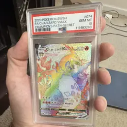Pokemon Charizard VMAX Secret Rare Full Art Holo PSA 10 Champion's Path 74/73 - Image 1