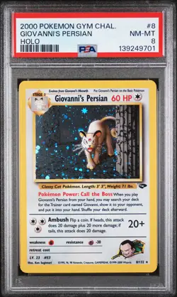 2000 POKEMON GYM CHALLENGE HOLO #8 GIOVANNI'S PERSIAN PSA 8 - Image 1
