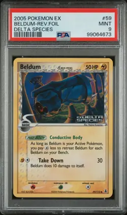 2005 POKEMON EX DELTA SPECIES 59 BELDUM-REVERSE FOIL PSA 9 MINT - Image 1