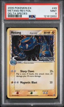 2005 POKEMON EX DELTA SPECIES #49 METANG-REVERSE FOIL PSA 9 - Image 1
