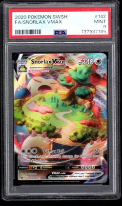 2020 POKEMON SWSH SNORLAX VMAX 142/202 PSA 9 MINT - Image 1