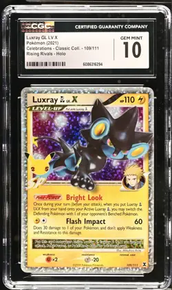 CGC 10 LUXRAY GL LV .X 109 CELEBRATIONS RISING RIVALS POKEMON GEM MINT - Image 1