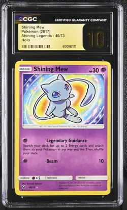 SHINING MEW Shining Legends Holo Rare #40 CGC Pristine 10 Pokemon POP 10 - Image 1