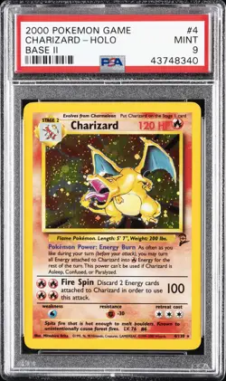 2000 POKEMON BASE SET 2 #4 CHARIZARD-HOLO PSA 9 - Image 1