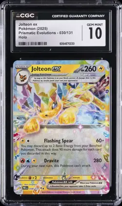 2025 POKEMON PRISMATIC EVOLUTIONS - HOLO #030/131 JOLTEON EX CGC 10 GEM MINT - Image 1