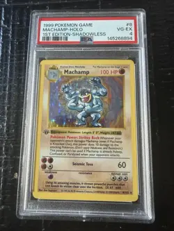 Pokemon TCG Deck Exclusives Machamp 1st Edition Shadowless Holo Rare PSA 4 8/102 - Image 1