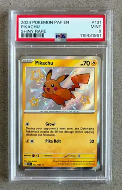 PSA 9 MINT Pikachu 131 Pokemon Shiny Rare Paldean Fates 2024 Rare Clean Low Pop - Image 1