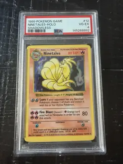Pokemon TCG Base Set Shadowless Ninetales Holo Rare PSA 4 12/102 Stage 1 - Image 1