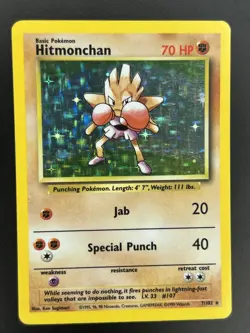 Pokemon TCG - Hitmonchan MP Holo Rare 7/102 | Base Set - Image 1