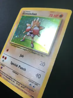 2 Hitmonchan 7/102 BASE Set vintage Pokemon holo rare cards MP/HP - Image 3
