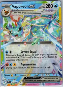 Vaporeon ex 023/131 SV: Prismatic Evolutions - Pokemon Card - NM - Image 1