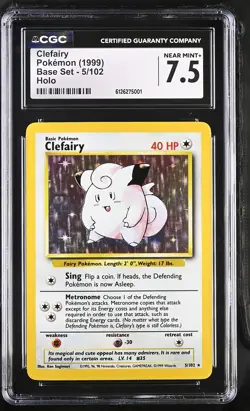 CGC 7.5 Clefairy 1999 Base Set 5/102 Holo Pokemon Card - Image 1
