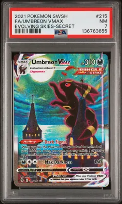 2021 POKEMON SWORD & SHIELD EVOLVING SKIES SECRET FULL ART/UMBREON VMAX PSA 7 - Image 1