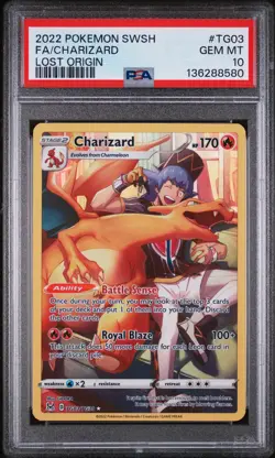 2022 POKEMON SWORD & SHIELD LOST ORIGIN #TG03 FULL ART/CHARIZARD PSA 10 - Image 1