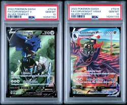 Pokemon Corviknight V & VMAX TG18 & 19/TG30 Sequential Silver Tempest PSA 10 - Image 1