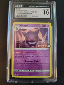 Pokemon Gengar Lost Origin Prerelease SWSH241 CGC 10 Gem Mint - Image 1