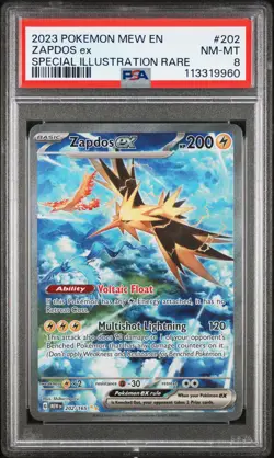 2023 POKEMON MEW EN-151 SPECIAL ILLUSTRATION RARE #202 ZAPDOS EX PSA 8 - Image 1