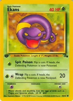 Ekans - 1st Edition - 46/62 Fossil Set - WOTC Unlimited - Pokemon TCG - 1999 - Image 1