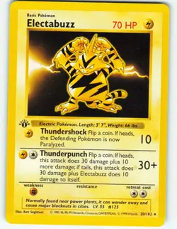 Electabuzz - 1st Edition - Shadowless - 20/102 Base Set - Pokemon TCG - 1999 - Image 1