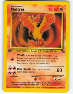 Moltres - 1st Edition - 27/62 Fossil Set - Pokemon TCG - 1999 - Image 1