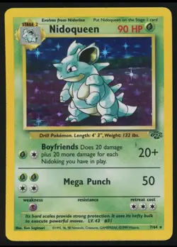 Pokemon Nidoqueen No Symbol Error - 7/46 Holo Jungle - WOTC Vintage Near Mint - Image 1