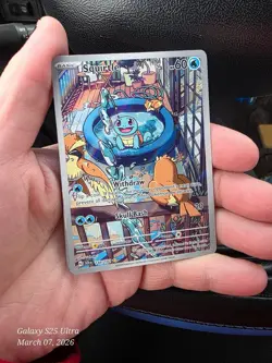 Pokemon TCG Squirtle Stellar Crown Illustration Card 148/142 Near Mint Condition - Image 1