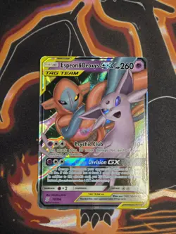 Pokemon Espeon & Deoxys GX TAG TEAM Ultra Rare 72/236 SM-Unified Minds Holo Card - Image 1