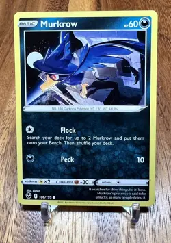 Murkrow 106/195 Non Holo Silver Tempest Pokemon Card NM - Image 1