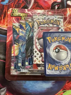 Pokemon TCG Lightning Set 4 Packs + 1 Bonus Card! Brand New/Sealed! - Image 1
