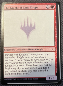 Magic MTG The Knight of Land Drops Gavin Verhey's Unknown Event Playtest Card - Image 1