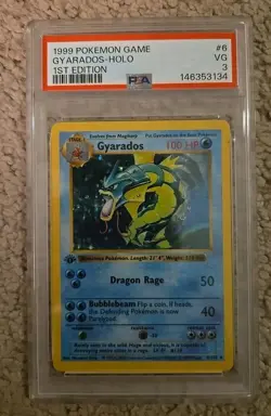 Gyarados 6/102 1st Edition Shadowless Holo Pokemon Base Set PSA 3 - Image 1
