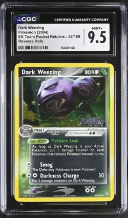 CGC 9.5 Dark Weezing Team Rocket Returns 42/109 Reverse Holo STAMPED Pokemon - Image 1