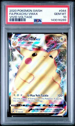 2020 POKEMON SWORD & SHIELD VIVID VOLTAGE 044/185 PIKACHU VMAX PSA 10 - Image 1