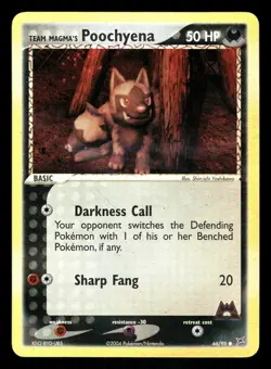 Pokemon Team Magma's Poochyena Common 66/95 LP Reverse Holo - Image 1