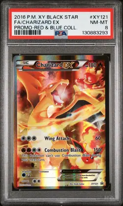 2016 POKEMON XY BLACK STAR PROMO RED & BLUE COLL FULL ART/CHARIZARD EX PSA 8 - Image 1