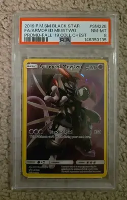 PSA 8 Pokemon 2019 Collectors Chest Promo Full Art Armored Mewtwo #SM228 NM/MT! - Image 1